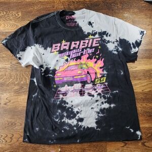 Barbie Car Tie Dye T Shirt XL‎ Pink Yellow Black Graphic Tee Racing